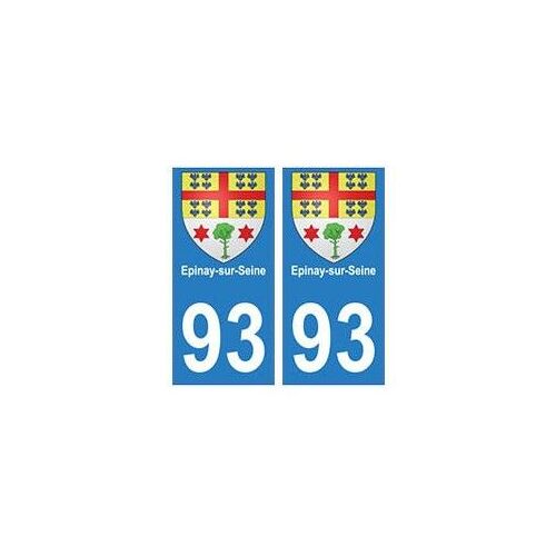 93 Epinay-Sur-Seine Blason Autocollant Plaque Stickers Ville - Couleur : Droits - Angles : Droits