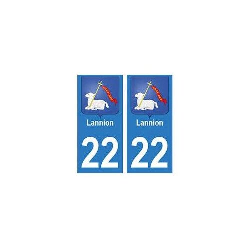 22 Lannion Autocollant Plaque Blason Armoiries Stickers Département - Couleur : Arrondis - Angles : Arrondis