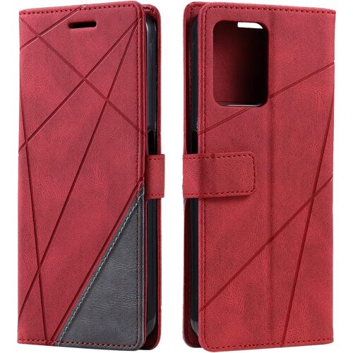 Coque Pour Realme C30 4g / Realme Narzo 50i Prime, Portefeuille Etui En Pu Cuir Antichoc Tpu, Housse A Rabat Compatible Avec Oppo Realme C30 4g / Realme Narzo 50i Prime, Rouge