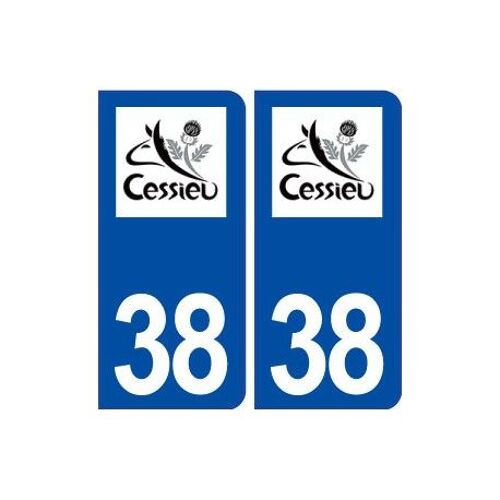 38 Cessieu Logo Ville Autocollant Plaque Stickers - Couleur : Droits - Angles : Droits