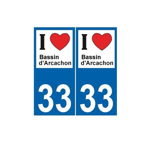 33 Bassin D'arcachon I Love Blason Autocollant Plaque Stickers Ville - Couleur : Droits - Angles : Droits