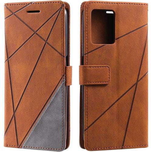 Coque Pour Realme 9 Pro Plus, Portefeuille Etui En Pu Cuir Antichoc Tpu, Housse A Rabat Compatible Avec Oppo Realme 9 Pro Plus, Marron