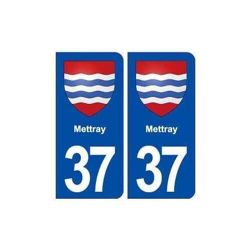 37 Mettray Blason Ville Autocollant Plaque Stickers - Couleur : Droits - Angles : Droits