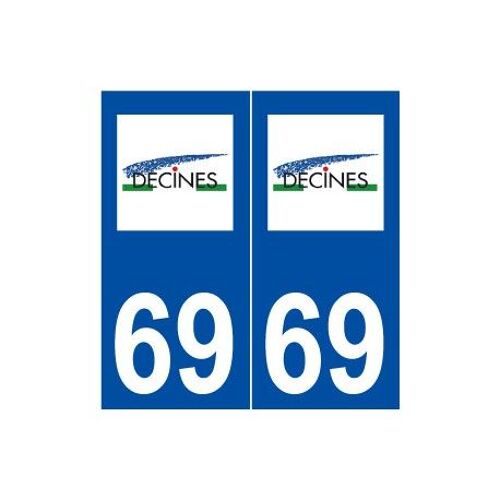 69 Décines-Charpieu Logo Autocollant Plaque Stickers Ville - Couleur : Droits - Angles : Droits