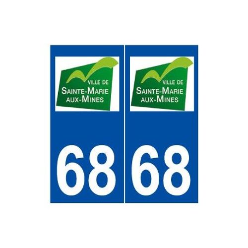 68 Sainte-Marie-Aux-Mines Logo Autocollant Plaque Stickers Ville - Couleur : Droits - Angles : Droits