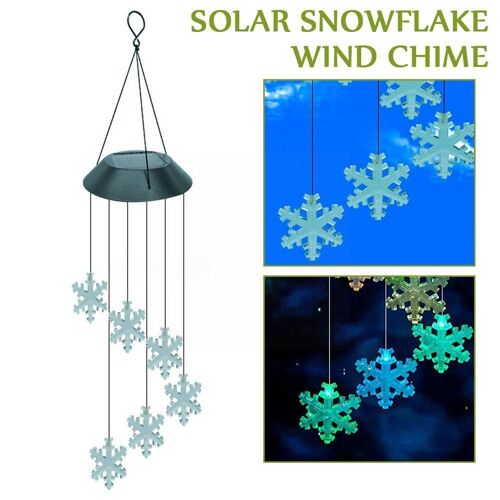 Lustre Led Solaire En Cristal, Carillon Éolien, Flocon De Neige, Coloré Et Sensible À La Lumière, Éclairage D'extérieur Pour Noël, Patio Et Cour, Gar E6i9