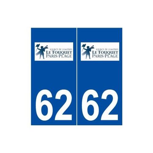 62 Le Touquet-Paris-Plage Logo Autocollant Plaque Stickers Ville - Couleur : Droits - Angles : Droits