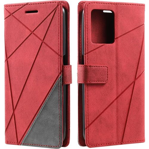 Coque Pour Realme 9 Pro Plus, Portefeuille Etui En Pu Cuir Antichoc Tpu, Housse A Rabat Compatible Avec Oppo Realme 9 Pro Plus, Rouge