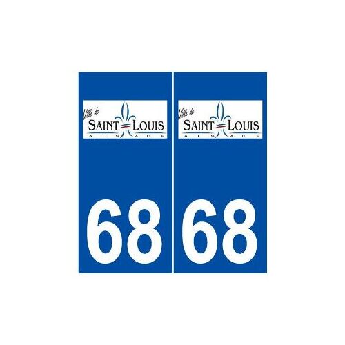 68 Saint-Louis Logo Autocollant Plaque Stickers Ville - Couleur : Droits - Angles : Droits