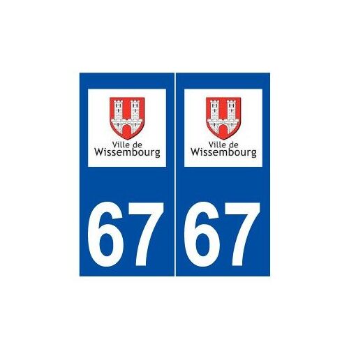 67 Wissembourg Logo Autocollant Plaque Stickers Ville - Couleur : Droits - Angles : Droits