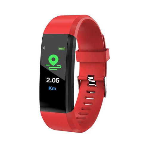 Bracelet De Sport Intelligent,Podomètre,Moniteur De Fréquence Cardiaque,De Pression Artérielle,Bluetooth,Fitness,Pour Hommes Et Femmes - Type Rouge