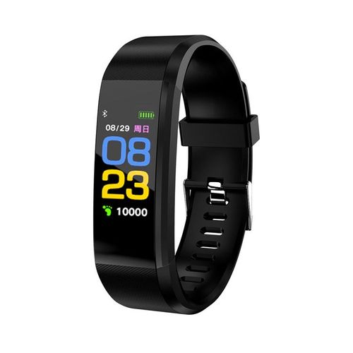 Bracelet De Sport Intelligent,Podomètre,Moniteur De Fréquence Cardiaque,De Pression Artérielle,Bluetooth,Fitness,Pour Hommes Et Femmes - Type Black