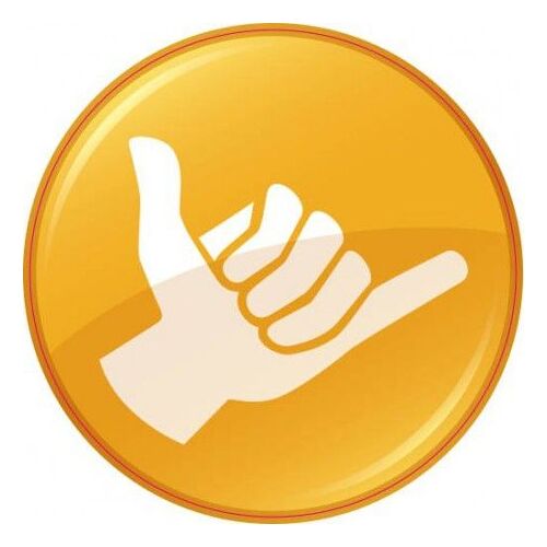 Autocollant Shaka Jaune Main Sticker Logo - Taille : 17 Cm