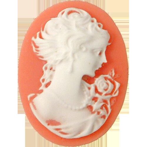 Camée Ovale En Résine Couleur Cendrée 23 X 17 Mm