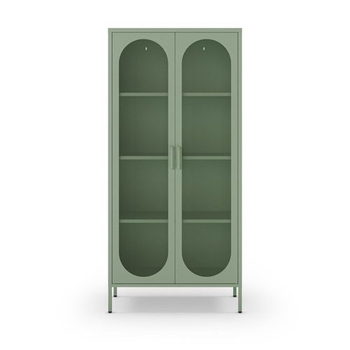 Vaisselier 2 Portes En Métal H170cm - Vert Menthe