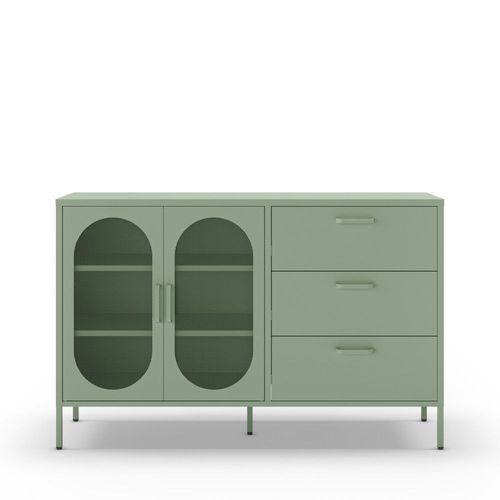 Buffet 2 Portes En Métal L140cm - Vert Menthe