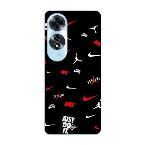 Coque Oppo A60 Nike Jordan Blanc Rouge Fond Noir