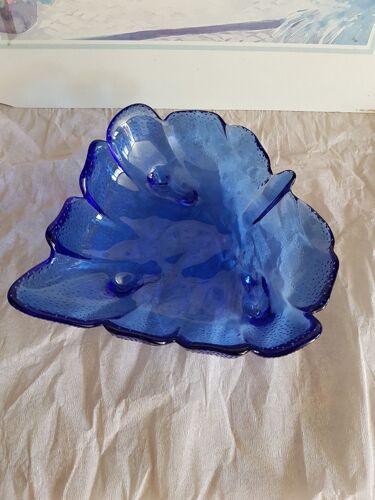 Corbeille À Fruits En Verre Bleue