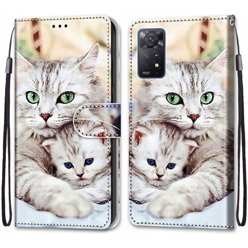 Coque Pour Xiaomi Redmi Note 11 Pro 4g/5g, Etui En Cuir Pu Portefeuille Housse Coque Avec 360 Degres Silicone Protection Cover Cuir Pochette Magnetique Und Flip Bequille (Chats 2)