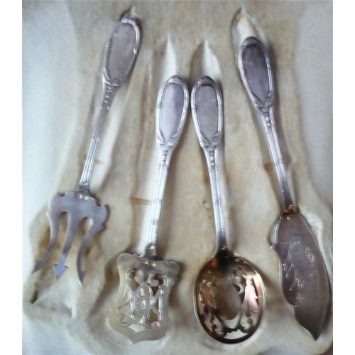 4 Couverts D'orfèvre En Argent Massif Art Nouveau