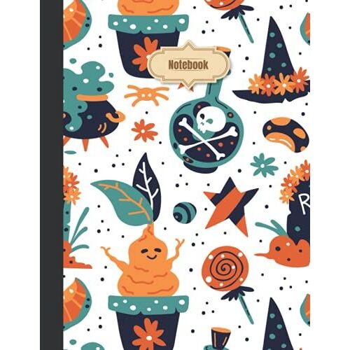 Notebook: Logbook, Journal, Dairy, Composition Notebook For All - 110 Pages, Large Size 8.5"X11", Lined Pape, Pretty Halloween Book Cover, Design #85