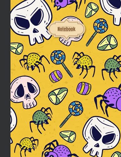 Notebook: Logbook, Journal, Dairy, Composition Notebook For All - 110 Pages, Large Size 8.5"X11", Lined Pape, Pretty Halloween Book Cover, Design #4