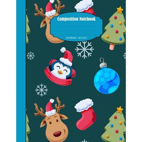 Composition Notebook: Primary Journal Book, Logbook, Notebook, Blank Book For Kids, Kindergarten Books - 110 Pages, 8.5"X11", Beauty Christmas Cover Book Design Number #42