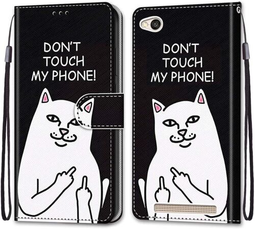 Coque Pour Xiaomi Redmi 4a, Etui En Cuir Pu Portefeuille Housse Coque Avec 360 Degres Silicone Antichoc Protection Cover Cuir Pochette Magnetique Und Flip Bequille (Chat 5)