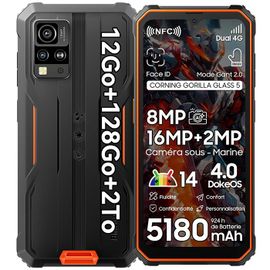 Blackview BV4800 Pro Téléphone Portable Incassable 6,56" (4+8)Go+128Go Smartphone Android 14 5180mAh 16MP,Dual SIM,NFC - Orange