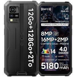 Blackview BV4800 Pro Téléphone Portable Incassable 6,56" (4+8)Go+128Go Smartphone Android 14 5180mAh 16MP,Dual SIM,NFC - Noir