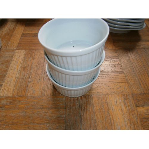 Ramequins Plissés Blancs En Porcelaine Lot De 6 Comme Neufs