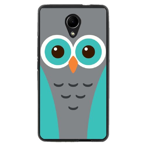 Coque souple pour Wiko Robby avec impression Motifs chouette bleue et grise
