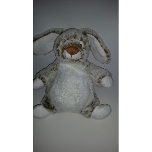 Doudou Lapin Géant Casino Blanc Beige/Crème/Écru Marron  Chiné  Jouet Bebe Naissance Enfant Comfort Blanket Comforter Soft Toy Peluche 22 Cm Oreilles 9 Cm