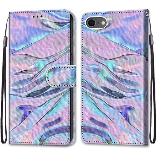Coque Pour Iphone Se 2020/Iphone 8/7 (4,7 Pouces), Etui En Cuir Pu Portefeuille Housse Coque Avec 360 Degres Silicone Protection Cover Cuir Pochette Magnetique Flip Bequille (Fluorescent)
