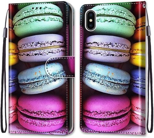 Coque Pour Iphone Xs/Iphone X (5,8 Pouces), Etui En Cuir Pu Portefeuille Housse Coque Avec 360 Degres Silicone Protection Cover Cuir Pochette Magnetique Und Flip Bequille (Macarons)