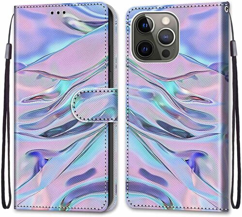 Coque Pour Iphone 13 Pro (6,1 Pouces), Etui En Cuir Pu Portefeuille Housse Coque Avec 360 Degres Silicone Antichoc Protection Cover Cuir Pochette Magnetique Und Flip Bequille (Fluorescent)