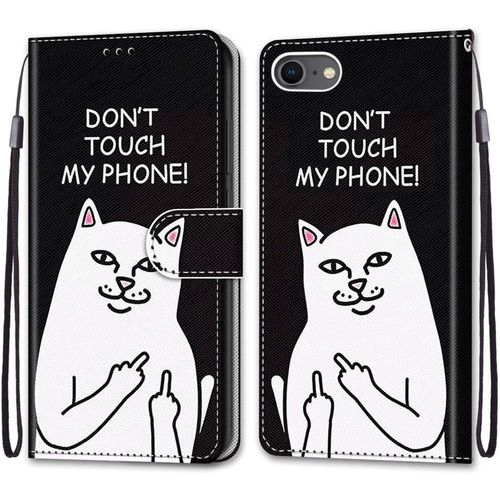 Coque Pour Iphone Se 2020/Iphone 8/7 (4,7 Pouces), Etui En Cuir Pu Portefeuille Housse Coque Avec 360 Degres Silicone Protection Cover Cuir Pochette Magnetique Flip Bequille (Chat 5)