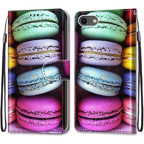 Coque Pour Iphone Se 2020/Iphone 8/7 (4,7 Pouces), Etui En Cuir Pu Portefeuille Housse Coque Avec 360 Degres Silicone Protection Cover Cuir Pochette Magnetique Flip Bequille (Macarons)