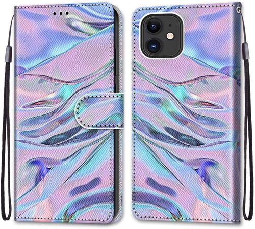 Coque Pour Iphone 12 / Iphone 12 Pro (6,1 Pouces), Etui En Cuir Pu Portefeuille Housse Coque Avec 360 Degres Silicone Protection Cover Cuir Pochette Magnetique Flip Bequille (Fluorescent)