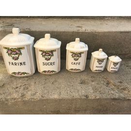 Lot De 5 Pots À Épices En Faïence De Salins Années 30