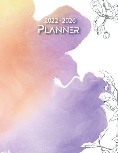 2022-2026 Planner: Weekly And Monthly Calendar With Flower Cover | Five Year Planner | 60 Month Agenda Schedule | 8.5x11 Large Size | Appointment Notebook | Purple