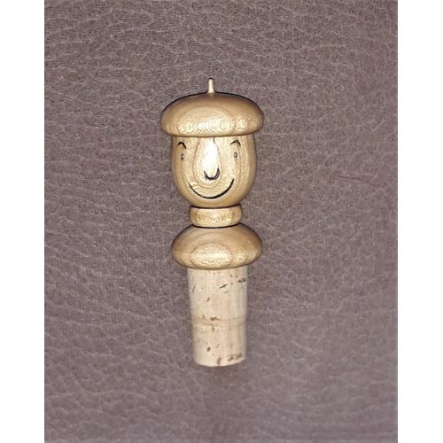 Bouchon Pour Bouteille De Vin - Figurine Avec Son Béret En Bois