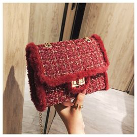 Sacs à main à chaîne sauvage pour femmes, sacs d'hiver de luxe de styliste, petits sacoches en laine