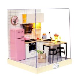 Réfrigérateur en bois Miniature à l'échelle 1:12 avec 3 pièces canapé meubles maison salon décor