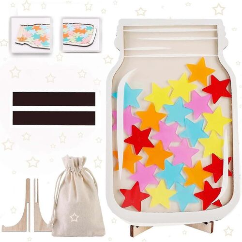 Children's Student Star Jar Learning Self Discipline Incentive Jar 30 Colorful Star Wooden Ornaments GAO246551