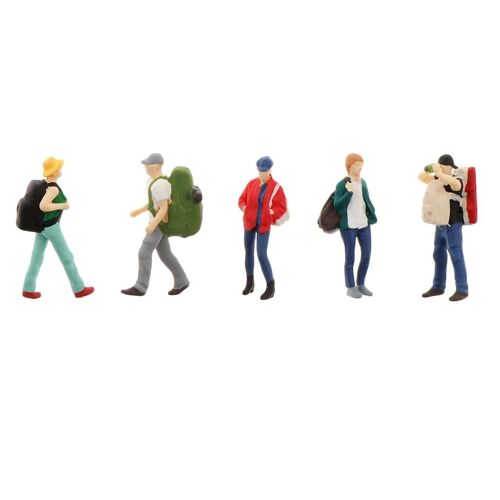 Figurines De Personnes Miniatures, Échelle 1:64, Train Miniature, Randonnée, 5 Pièces
