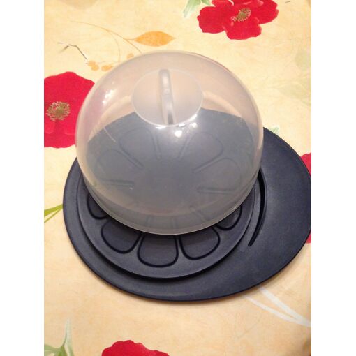Grande Cloche à Fromage Tupperware – Plateau Inclus – Plastique Bleu Ciel – Occasion