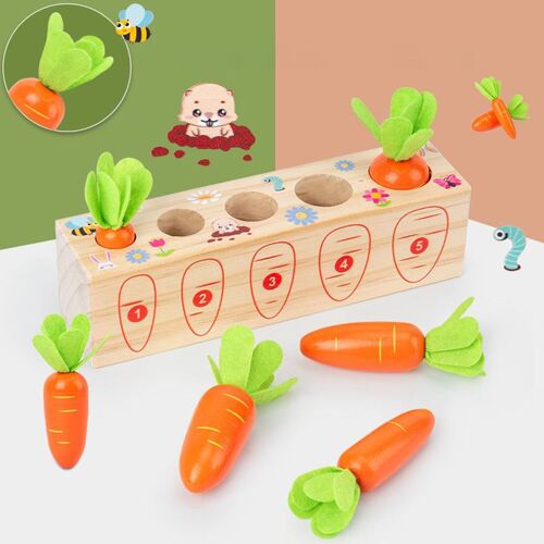 Jeu De Récupération De Carottes En Bois, Puzzle, Jouets Pour Enfant, Jeu De Mémoire, Pour Développer La Motricité Fine, Pour Garçon