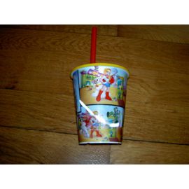 Verre À Paille Avec Couvercle En Plastique Rigide Jaune Orange Et Rouge Motif Supergirl Contre Riddler