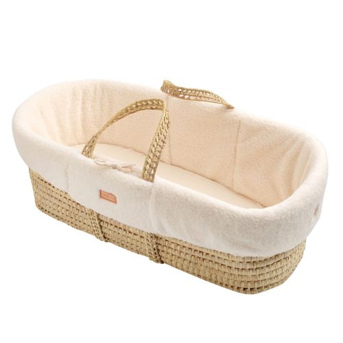 Couffin Bébé En Fibres Naturelles Avec Habillage Tissu